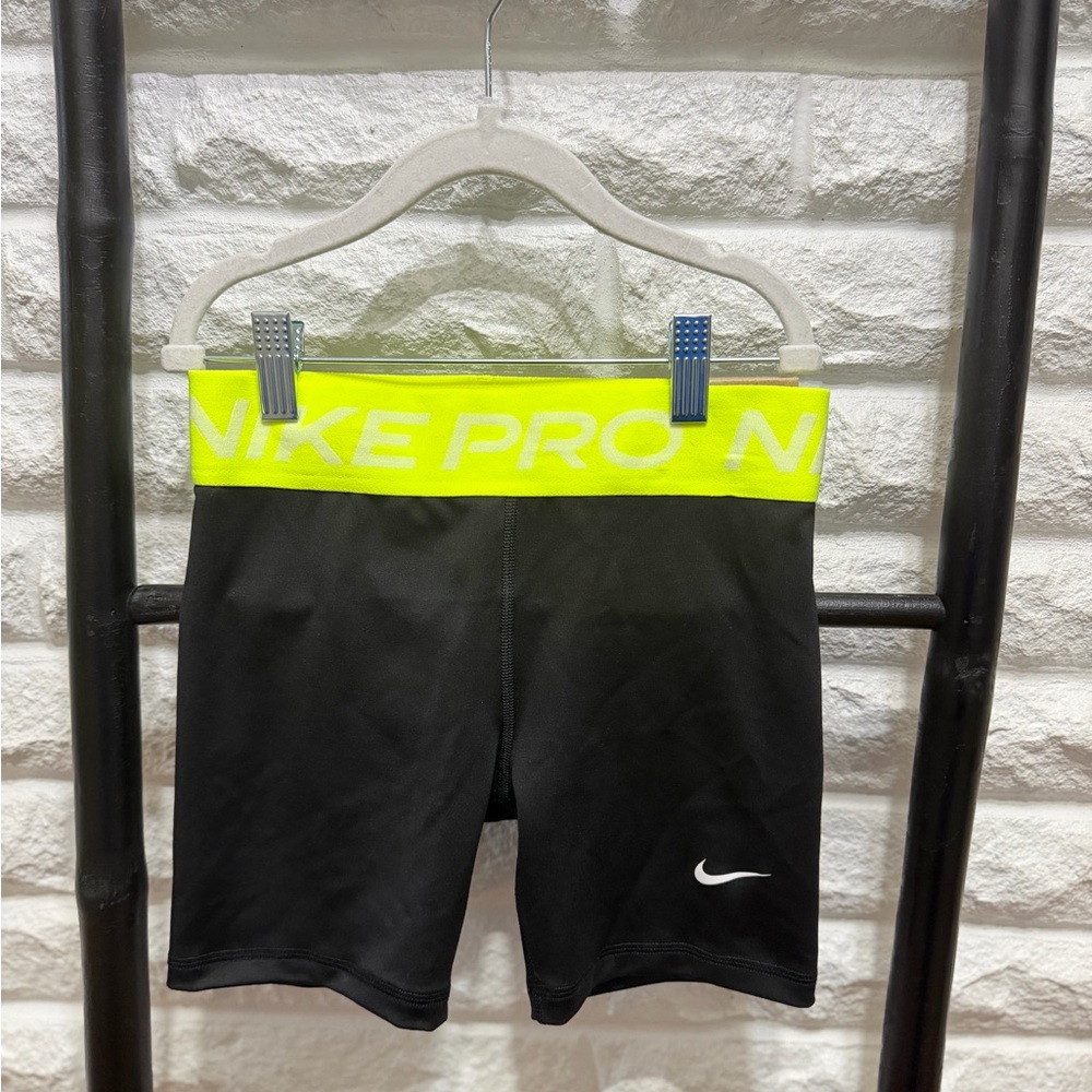 Nike Black Shorts with Neon Yellow Waistband